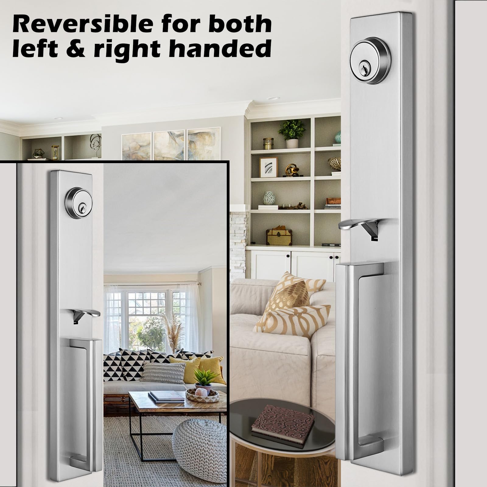 TMC Double Door Handlset for Front Door Brushed Nickel Finish